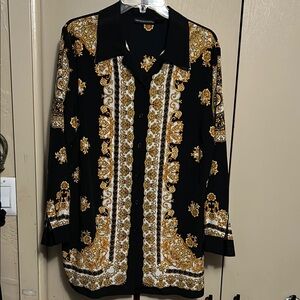 Black Shirt with Gold Baroque Design